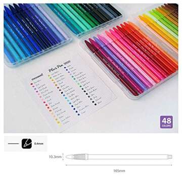 MONAMI Plus Pen 3000 Felt Tip Pens, Fine Point (0.4mm), Coloring/Drawing/Journaling, Assorted Colors, 48-Pack