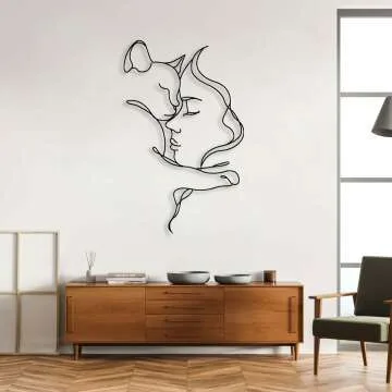 Cat and Woman Metal Wall Art - Elegant Decor Piece