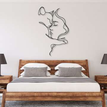 Cat and Woman Metal Wall Art - Elegant Decor Piece