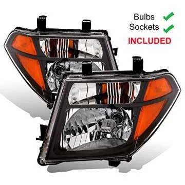 AmeriLite Black Replacement Headlight Set for 05-08 Frontier / 05-07 Pathfinder - Driver and Passeng...