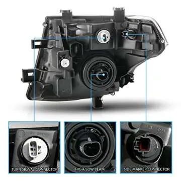 AmeriLite Black Replacement Headlight Set for Nissan Models