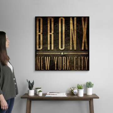 30" x 30" Bronx Canvas Wall Art Print by Jace Grey - Contemporary Typography Art