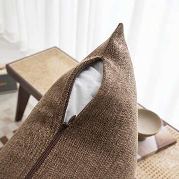 Demetex 24x24 Brown Pillow Covers Set of 2 Modern Sauare Decorative Burlap Pillowcases Soft Solid Linen Throw Pillow Covers for Bed Room Boy Dorm, 24 x 24 inch, Brown