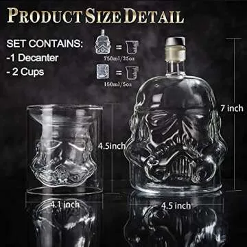 Whiskey Decanter Set With 2 Glasses, Transparent Creative Flask Carefe, Whiskey Carafe for Wine, Scotch, Bourbon, Vodka, Liquor - 750ml Unique Bottles Christmas Gift for Men Dad Women