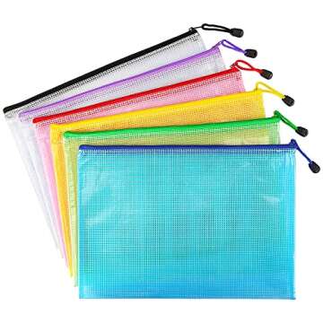 6 Pack Mesh Zipper Pouch Document Bag Waterproof Zip File Folders for School Office Supplies Travel ...
