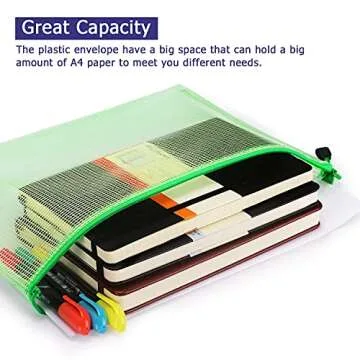 6 Pack Mesh Zipper Pouch Document Bag Waterproof Zip File Folders for School Office Supplies Travel Storage Bags (Colorful)
