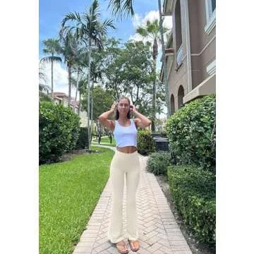 OQQ Flared Pants High Waisted Leggings for Yoga Women