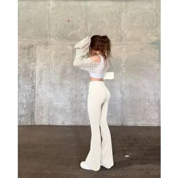 OQQ Flared Pants High Waisted Leggings for Yoga Women