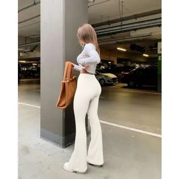 OQQ Flared Pants High Waisted Leggings for Yoga Women