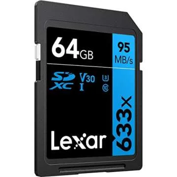 Lexar Professional 633x 64GB SDXC UHS-I Cards, Up To 95MB/s Read, for Mid-Range DSLR, HD Camcorder, 3D Cameras, LSD64GCB1NL633 (Product Label May Vary)