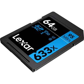 Lexar Professional 633x 64GB SDXC UHS-I Cards, Up To 95MB/s Read, for Mid-Range DSLR, HD Camcorder, 3D Cameras, LSD64GCB1NL633 (Product Label May Vary)