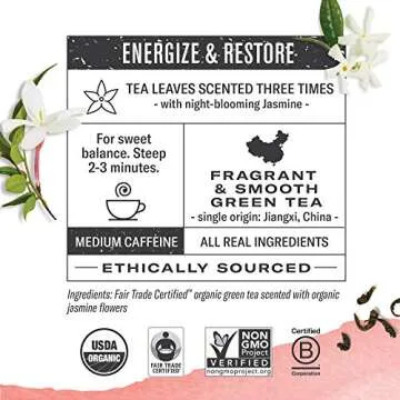 Numi Jasmine Green Tea - Organic & Fair Trade - 18 Bags
