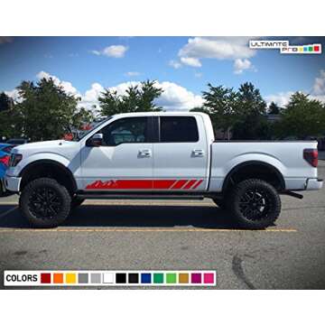 Set of Side Mountain Stripes Decal Sticker Graphic Compatible with Ford F150 Series 2009-2017 (RED)