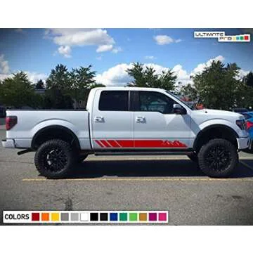 Set of Side Mountain Stripes Decal Sticker Graphic Compatible with Ford F150 Series 2009-2017 (RED)