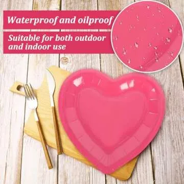 JarThenaAMCS 60Pcs Valentine's Day Paper Plate Red Pink Heart Disposable Dinner Dessert Plate 3 Colors Dinnerware Plate For Party Supplies Table Decor