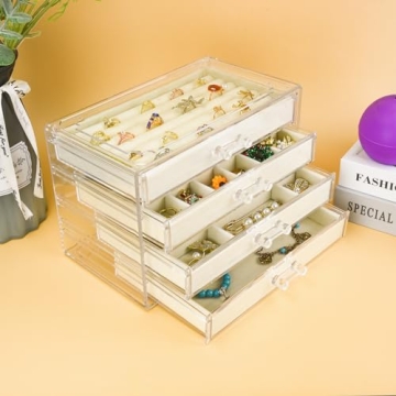 Weiai Acrylic Jewelry Organizer with 4 Drawers