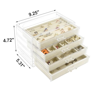 Weiai Acrylic Jewelry Organizer with 4 Drawers