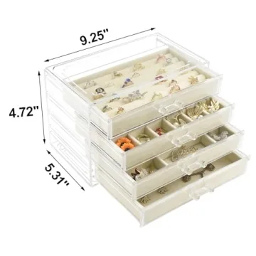 Weiai Acrylic Jewelry Organizer with 4 Drawers