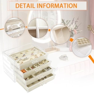 Weiai Acrylic Jewelry Organizer with 4 Drawers