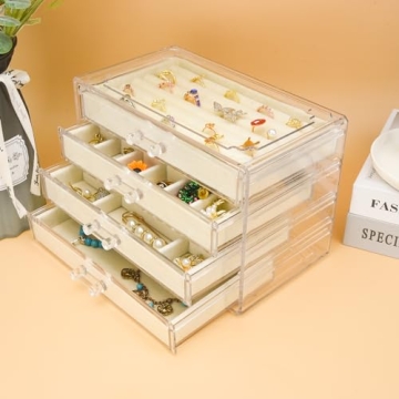 Weiai Acrylic Jewelry Organizer with 4 Drawers