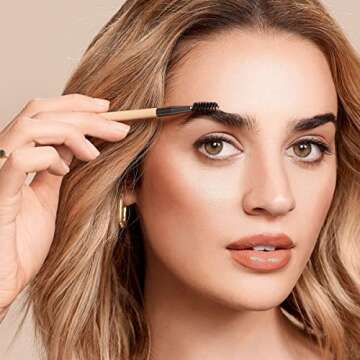 EcoTools New Natural Conceal, Enhance, & Sculpt Trio, Makeup Brushes For Foundation, Concealer, & Brows, Dense, Synthetic Bristles For Sculpting Face, Vegan & Cruelty-Free, 3 Piece Set