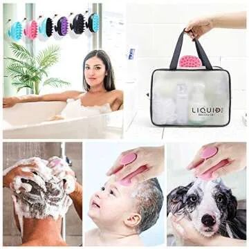 Scalp Massager Shampoo Brush, Hair Scalp Scrubber Shower Hair Brush Head Massager for Stress Relax Hair Growth, Dandruff Brush Scalp Exfoliator for Women Men Kids Pets, Pink