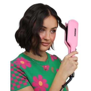 Trademark Beauty Hair Waver - Double Barrel Hair Crimper, Beach Waves Curling Iron, Babe Waves X, Ad...