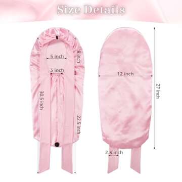 ROYBENS Long Bonnet Satin Hair Silk Bonnet for Sleeping Women, Silky Bonnets for Women with Tie Band, Sleep Cap for Braids Curly Hair