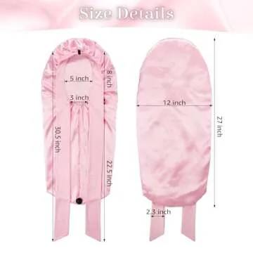 ROYBENS Long Bonnet Satin Hair Silk Bonnet for Sleeping Women, Silky Bonnets for Women with Tie Band, Sleep Cap for Braids Curly Hair