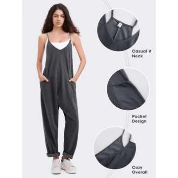 EXLURA Womens Casual Summer Jumpsuits 2025 Romper Bib Outfits Adjustable Straps Denim Overalls with ...