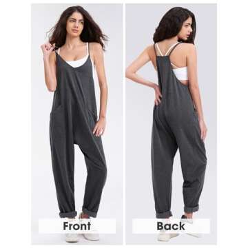 EXLURA Womens Casual Summer Jumpsuits 2025 Romper Bib Outfits Adjustable Straps Denim Overalls with Pockets