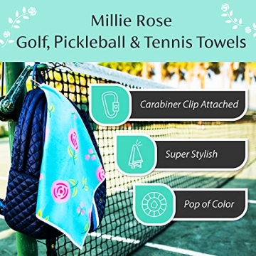 Stylish Millie Rose Pickleball Towels - 15x17 Microfiber & Cotton