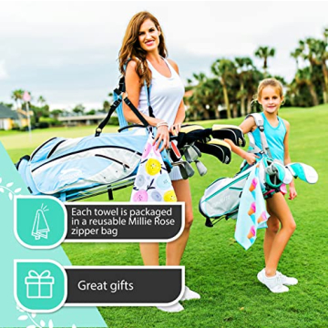 Stylish Millie Rose Pickleball Towels - 15x17 Microfiber & Cotton