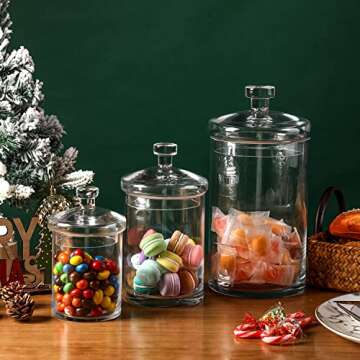 MyGift 6 Piece Clear Glass Apothecary Jar Set with Clear Lid - Decorative Kitchen and Bath Storage C...