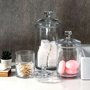 MyGift Clear Glass Apothecary Jar Set for Chic Storage Solutions
