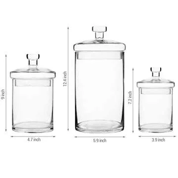 MyGift Clear Glass Apothecary Jar Set for Chic Storage Solutions