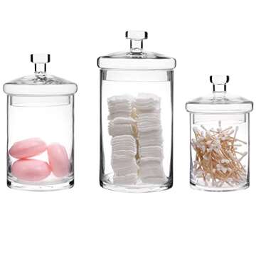 MyGift 6 Piece Clear Glass Apothecary Jar Set with Clear Lid - Decorative Kitchen and Bath Storage Canisters, Wedding Centerpiece Jars, Candy Buffet with Lids