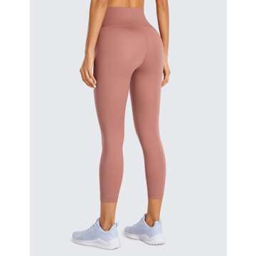 CRZ YOGA Women's Hugged Feeling Compression Capris 21 Inches - High Waist Thick Tummy Control Workout Leggings Spanish Oak 21'' Medium