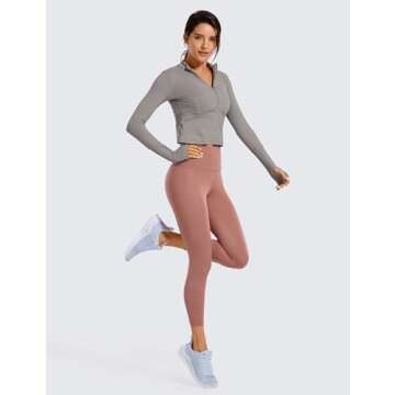 CRZ YOGA Women's Hugged Feeling Compression Capris 21 Inches - High Waist Thick Tummy Control Workout Leggings Spanish Oak 21'' Medium
