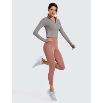 CRZ YOGA Women's Hugged Feeling Compression Capris 21 Inches - High Waist Thick Tummy Control Workout Leggings Spanish Oak 21'' Medium
