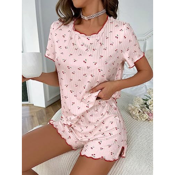 Cute Women's Cherry Print Pajama Set by SOLY HUX