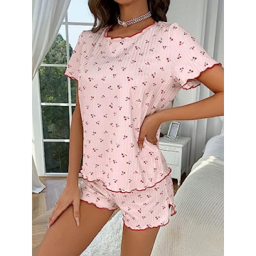 Cute Women's Cherry Print Pajama Set by SOLY HUX