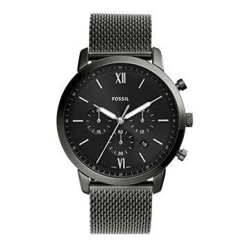 Fossil Men's Neutra Quartz Stainless Steel Mesh Chronograph Watch, Smoke Color - FS5699
