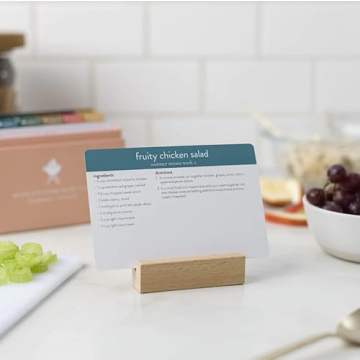Wooden Block Recipe Card Holder for Hands-Free Cooking