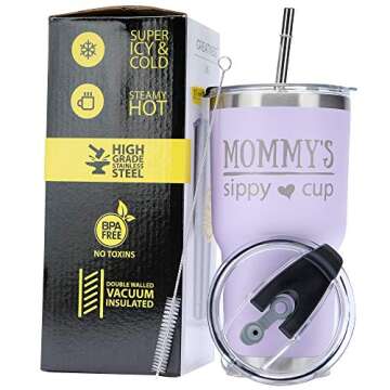 Mommy's Sippy Cup 30 oz Lavender Tumbler - Great Gift for Moms