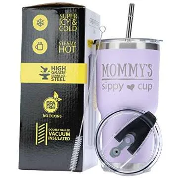 Mommy's Sippy Cup 30 oz Lavender Tumbler - Great Gift for Moms