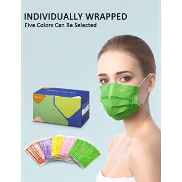 100PCs Disposable Face Mask 3-Ply Multicolor Comfort