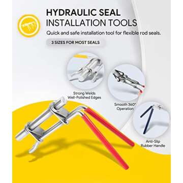 3 Pack Hydraulic Seal Installation Tools & 1266 Adjustable Gland Nut Wrench & 7463 Small Universal G...