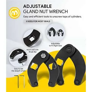 3 Pack Hydraulic Seal Installation Tools & 1266 Adjustable Gland Nut Wrench & 7463 Small Universal Gland Wrench, Hydraulic Cylinder Spanner Wrench Piston Repair Seal Kit, Farm & Construction Equipment