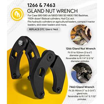 3 Pack Hydraulic Seal Installation Tools & 1266 Adjustable Gland Nut Wrench & 7463 Small Universal Gland Wrench, Hydraulic Cylinder Spanner Wrench Piston Repair Seal Kit, Farm & Construction Equipment